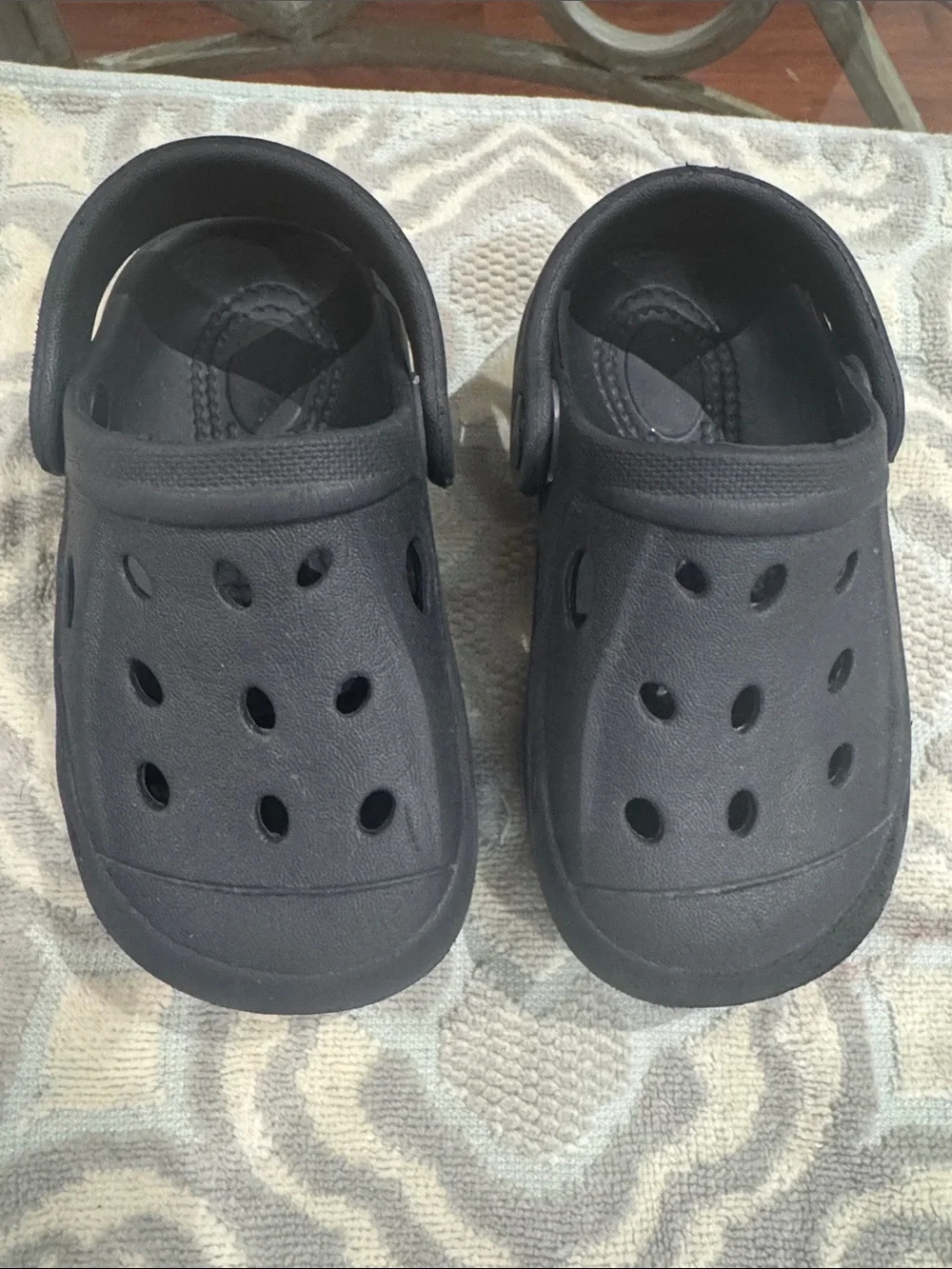 Kids Black Ventilated Slip-On Clog Sandals with Adjustable Heel Strap